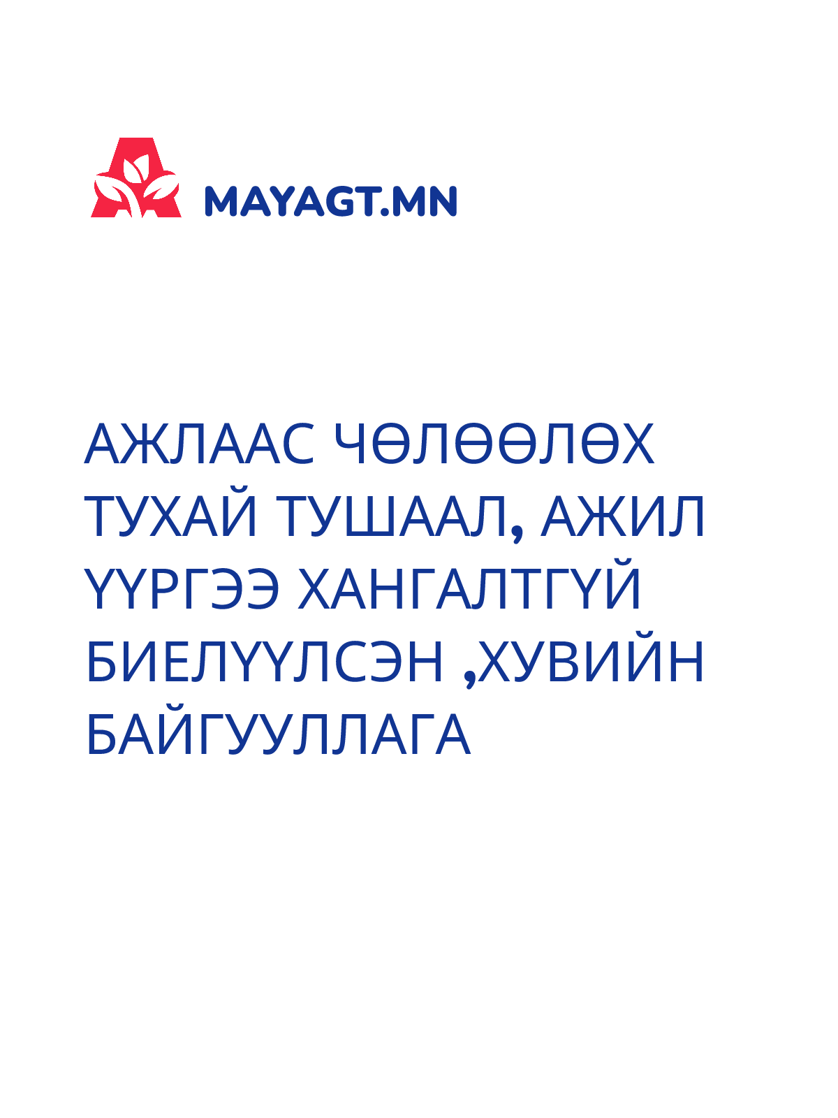 АЖЛААС ЧӨЛӨӨЛӨХ ТУХАЙ ТУШААЛ, Ажил үүргээ хангалтгүй биелүүлсэн ,хувийн байгууллага