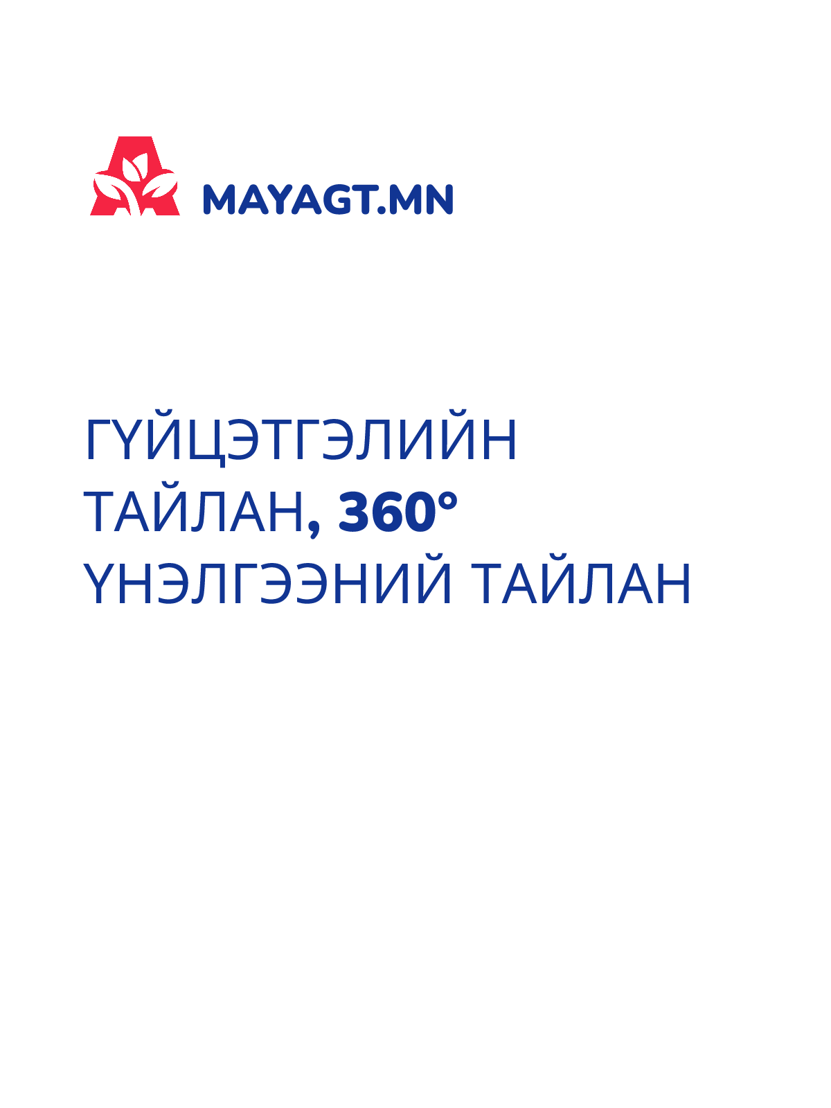 ГҮЙЦЭТГЭЛИЙН ТАЙЛАН, 360° үнэлгээний тайлан