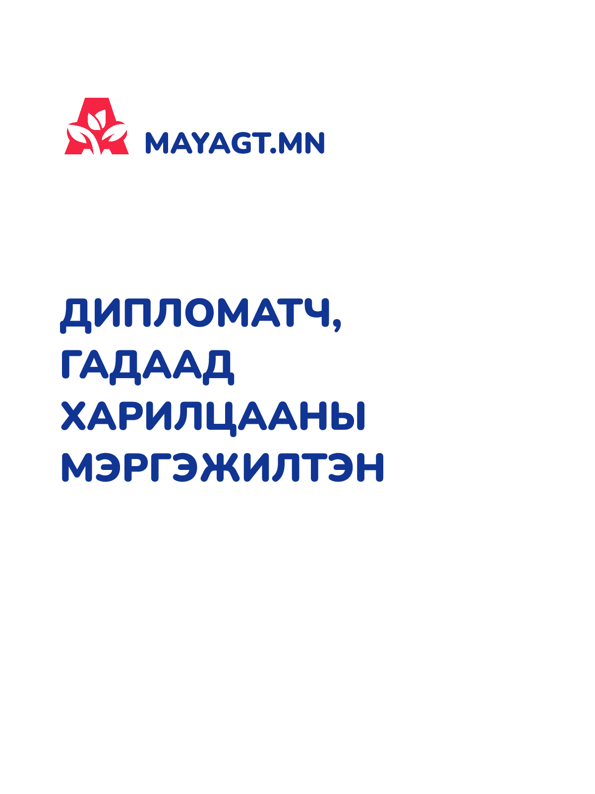 ДИПЛОМАТЧ, ГАДААД ХАРИЛЦААНЫ МЭРГЭЖИЛТЭН
