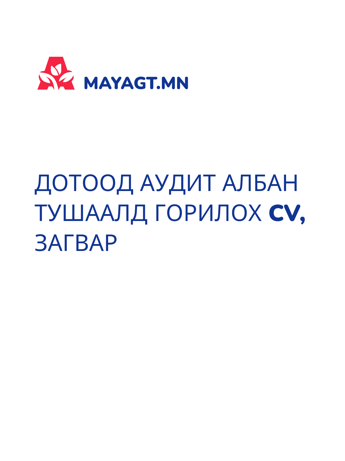 ДОТООД АУДИТ АЛБАН ТУШААЛД ГОРИЛОХ CV, Загвар