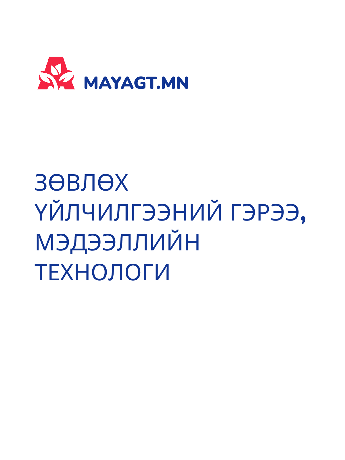ЗӨВЛӨХ ҮЙЛЧИЛГЭЭНИЙ ГЭРЭЭ, Мэдээллийн технологи
