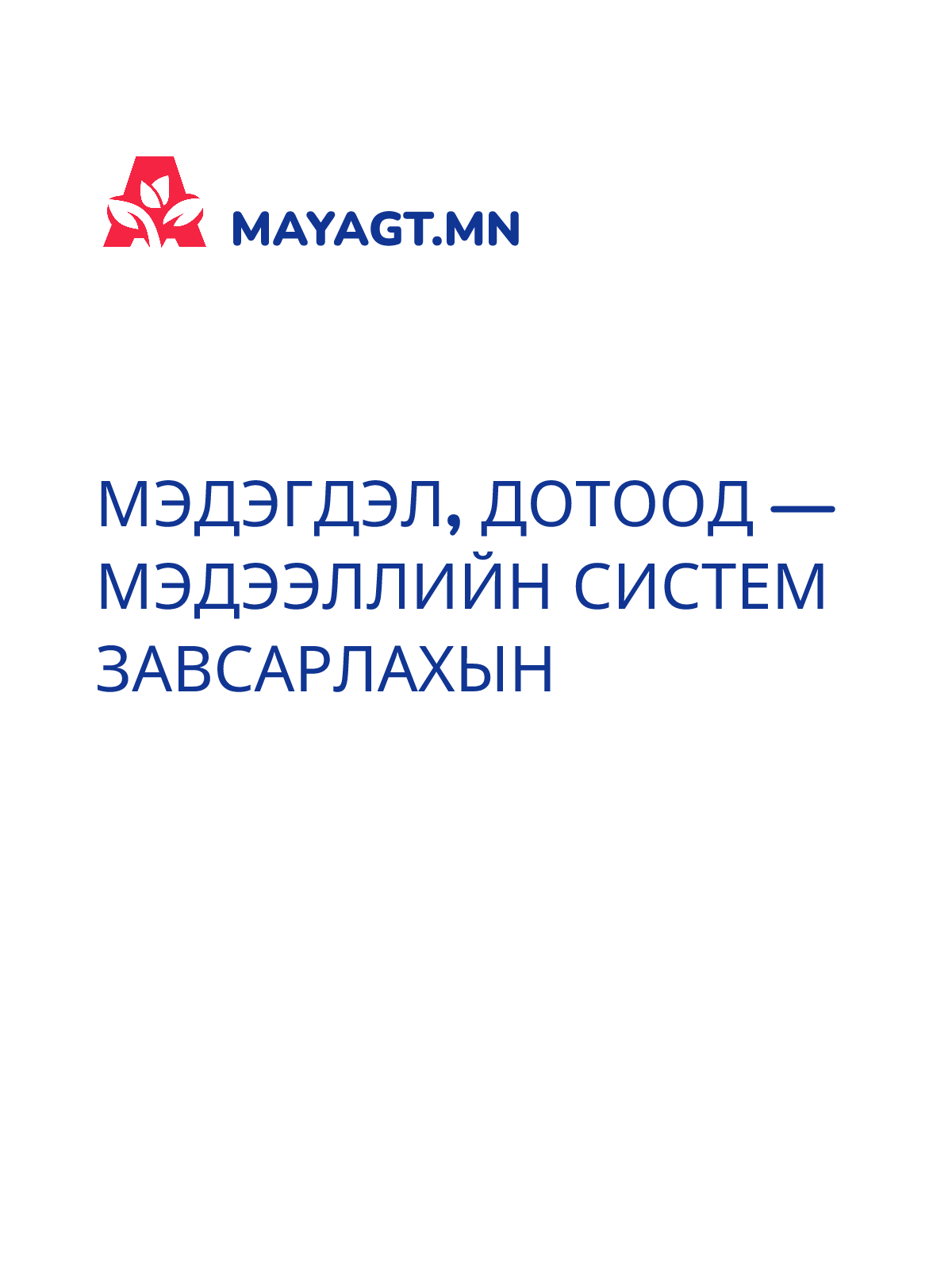 МЭДЭГДЭЛ, Дотоод — Мэдээллийн систем завсарлахын