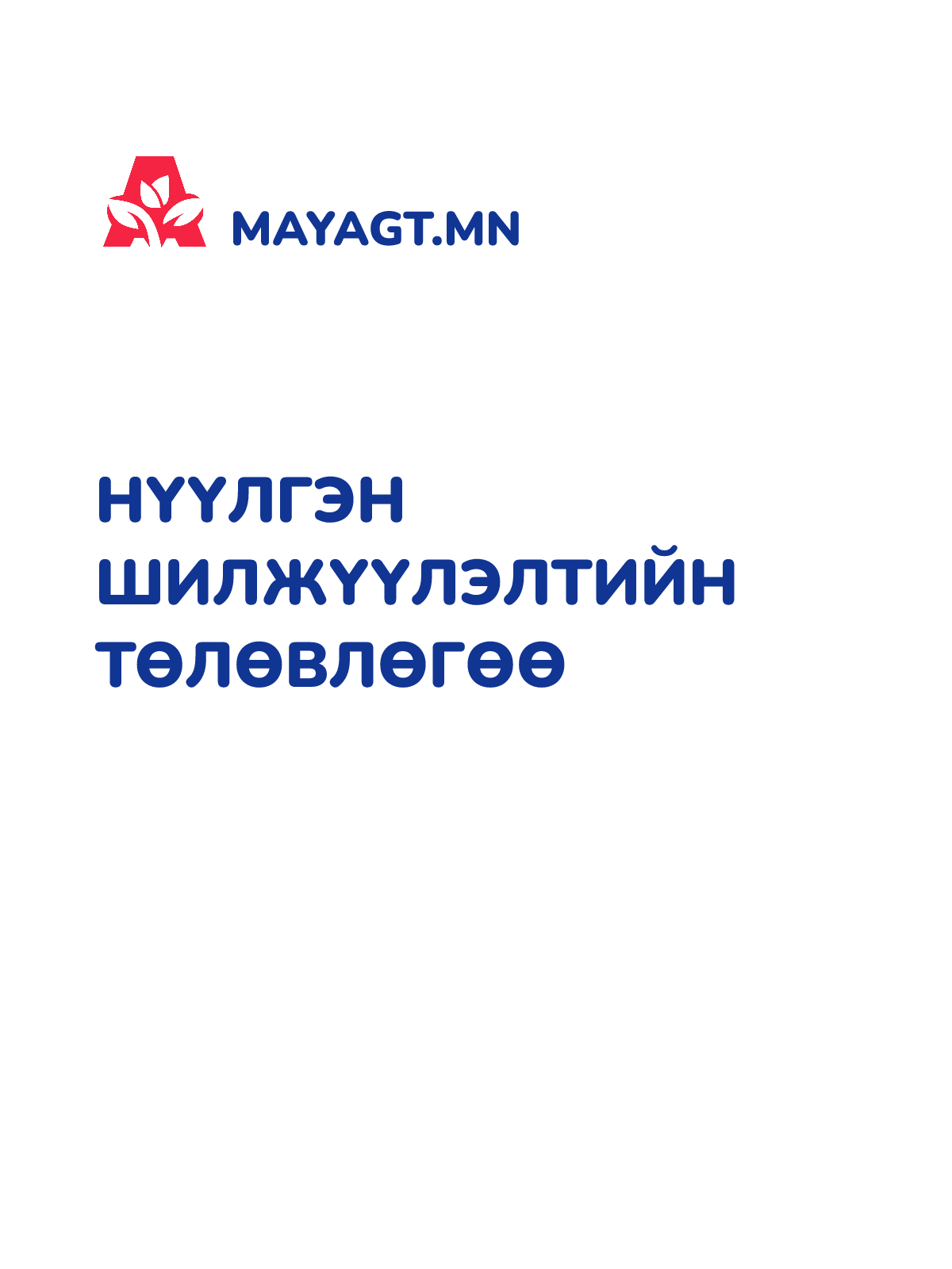 НҮҮЛГЭН ШИЛЖҮҮЛЭЛТИЙН ТӨЛӨВЛӨГӨӨ