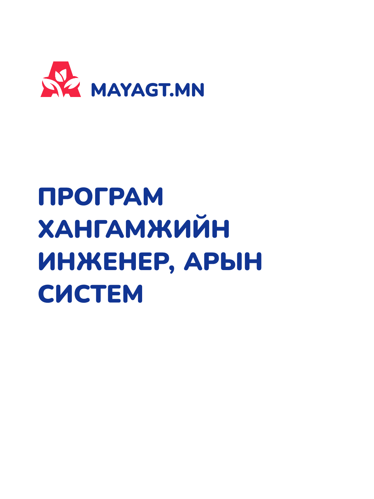 ПРОГРАМ ХАНГАМЖИЙН ИНЖЕНЕР, Арын систем
