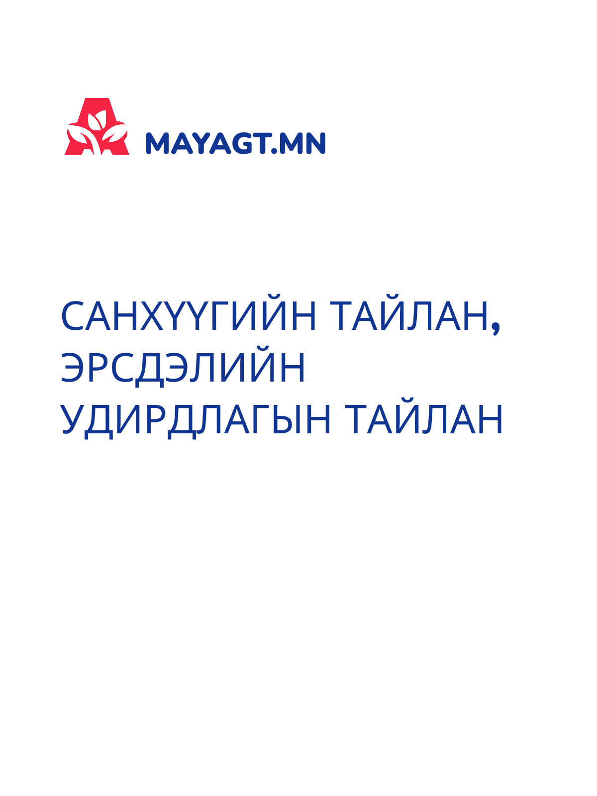 САНХҮҮГИЙН ТАЙЛАН, Эрсдэлийн удирдлагын тайлан
