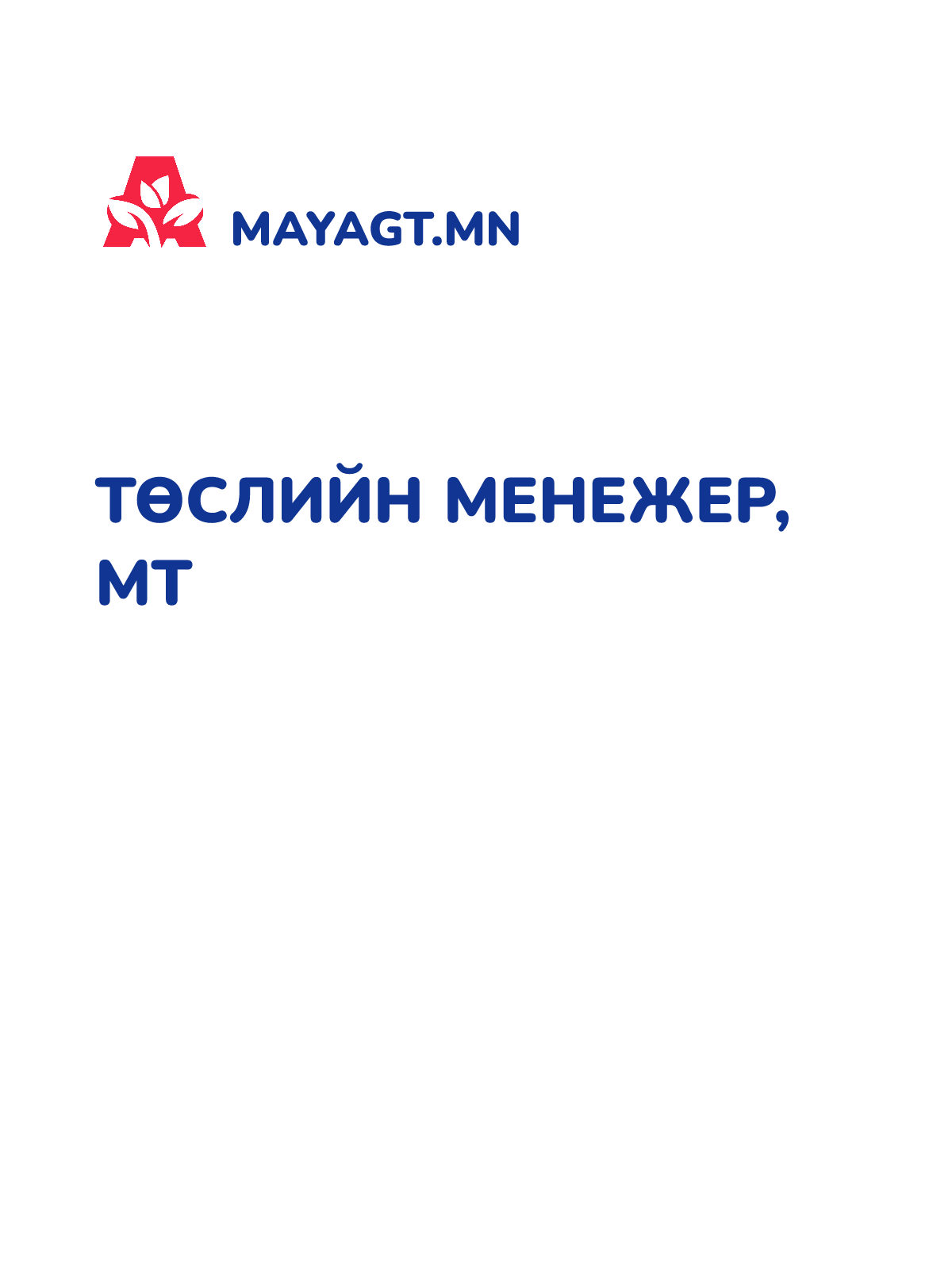 ТӨСЛИЙН МЕНЕЖЕР, МТ