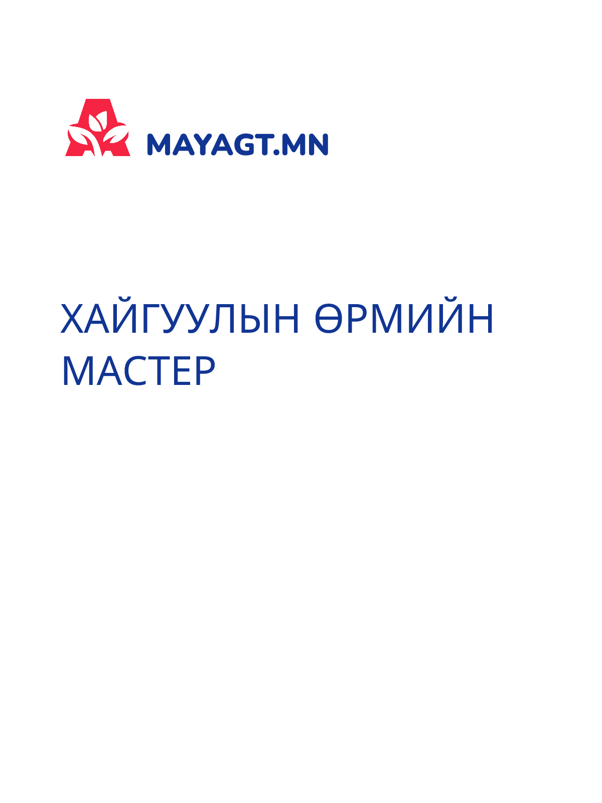 ХАЙГУУЛЫН ӨРМИЙН МАСТЕР