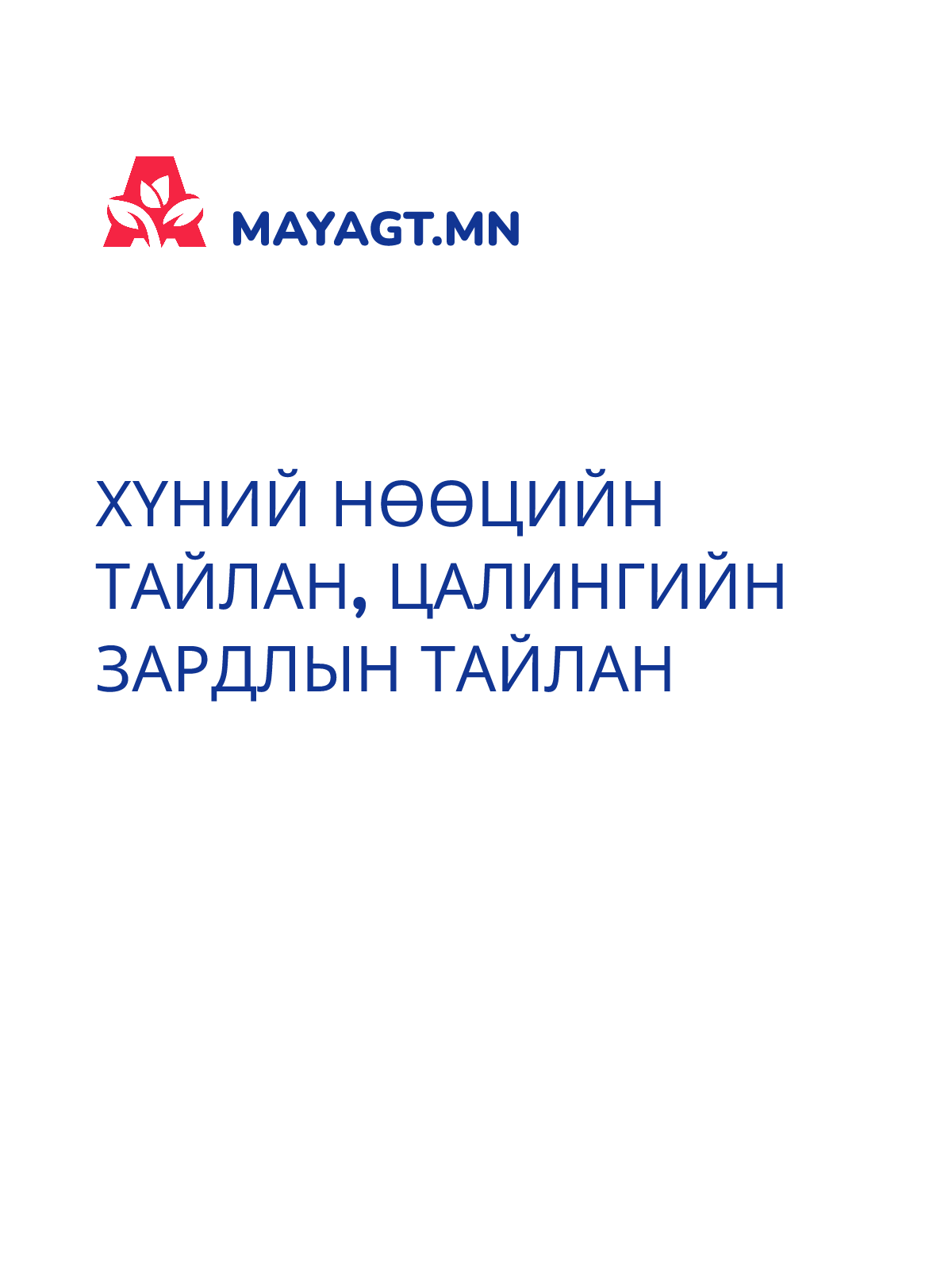ХҮНИЙ НӨӨЦИЙН ТАЙЛАН, Цалингийн зардлын тайлан