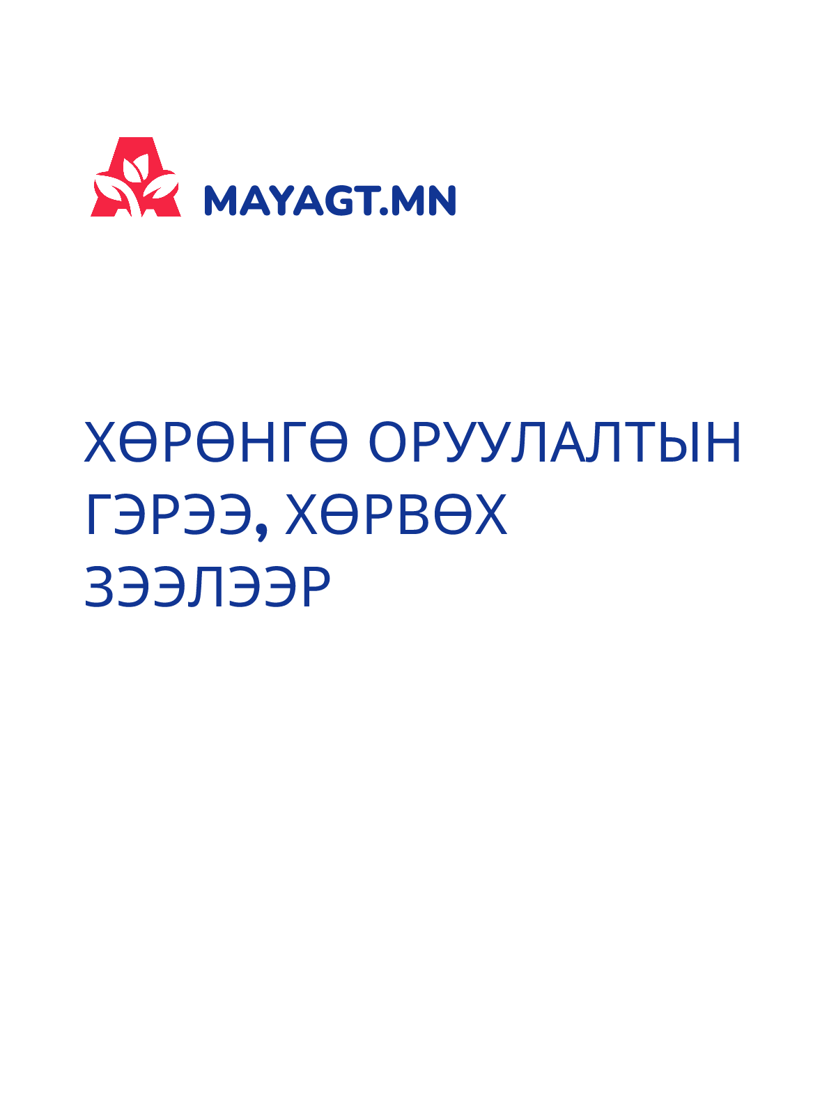 ХӨРӨНГӨ ОРУУЛАЛТЫН ГЭРЭЭ, Хөрвөх зээлээр