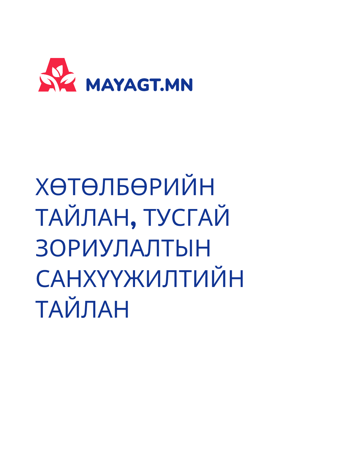 ХӨТӨЛБӨРИЙН ТАЙЛАН, Тусгай зориулалтын санхүүжилтийн тайлан