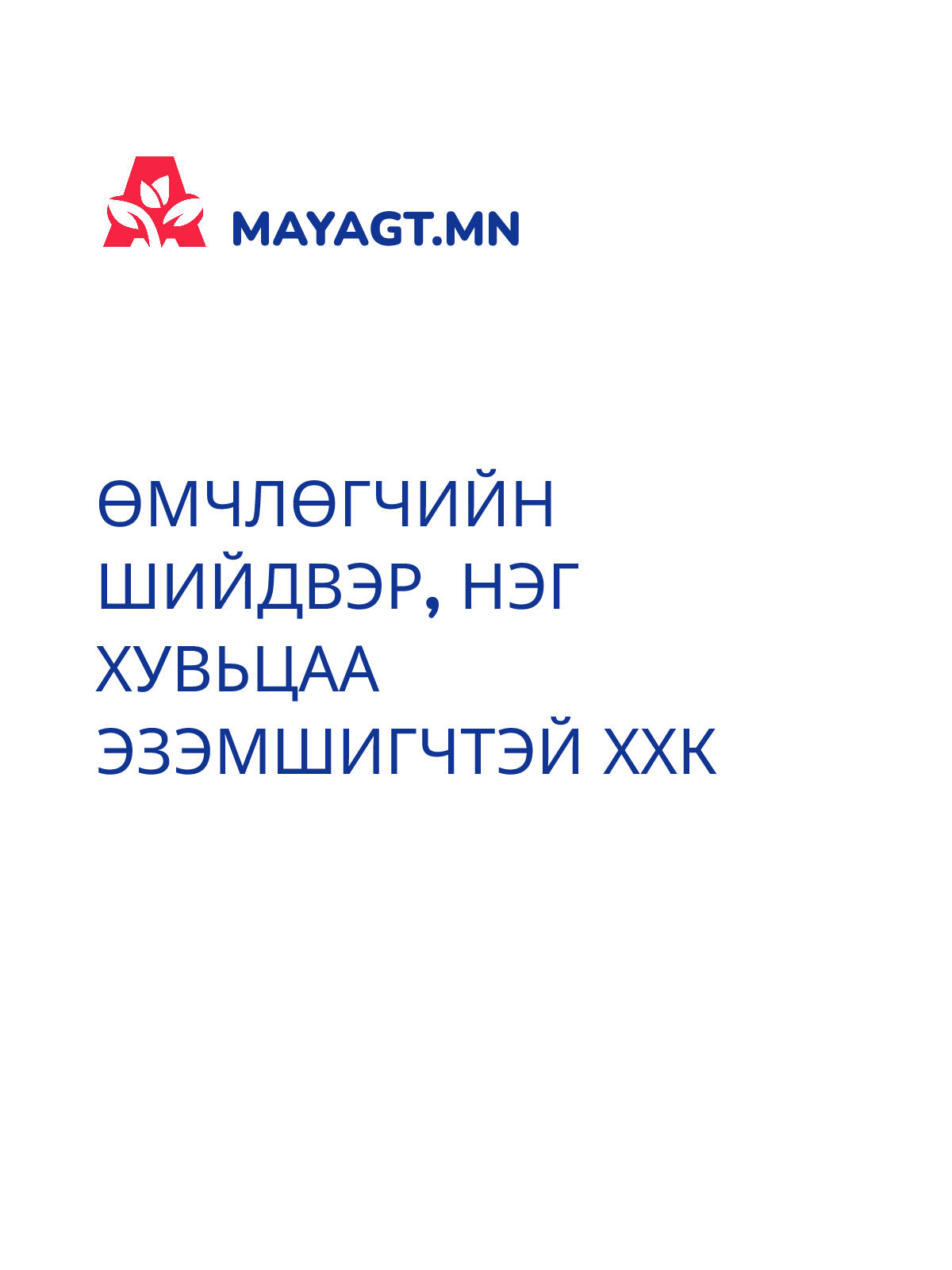 ӨМЧЛӨГЧИЙН ШИЙДВЭР, Нэг хувьцаа эзэмшигчтэй ХХК